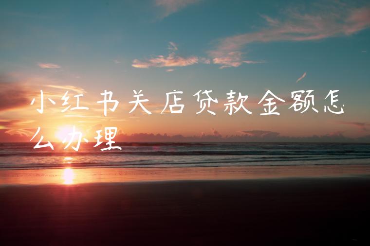 小红书关店贷款金额怎么办理 小红书关店贷款金额怎么办理