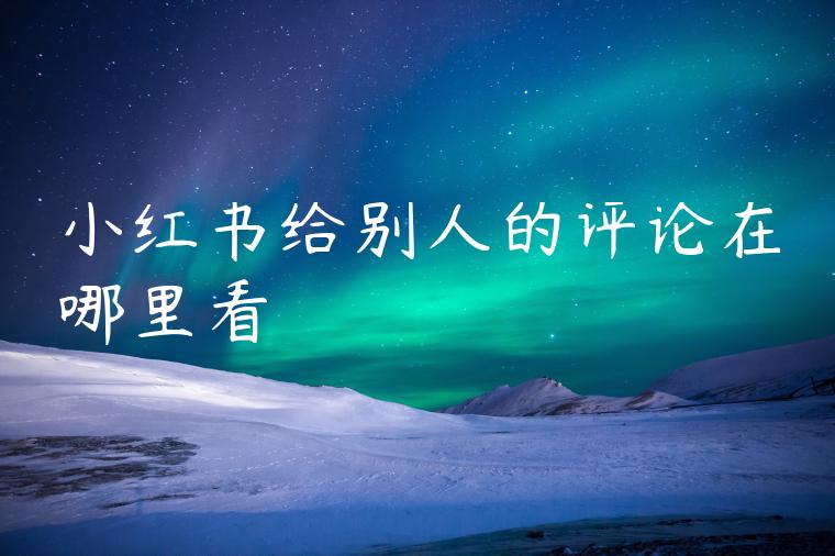 小红书给别人的评论在哪里看 小红书给别人的评论在哪里看