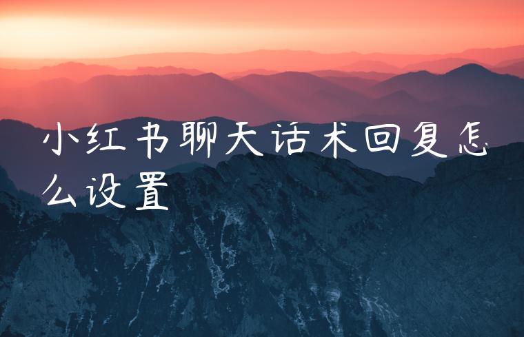 小红书聊天话术回复怎么设置 小红书聊天话术回复怎么设置