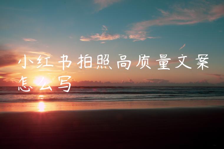 小红书拍照高质量文案怎么写 小红书拍照高质量文案怎么写