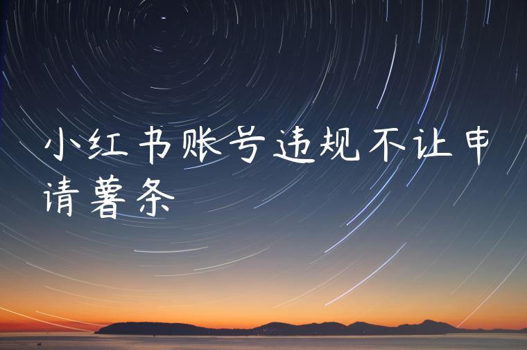 小红书账号违规不让申请薯条 小红书账号违规不让申请薯条