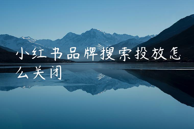 小红书品牌搜索投放怎么关闭