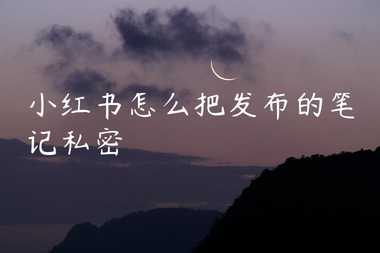 小红书怎么把发布的笔记私密 小红书怎么把发布的笔记私密