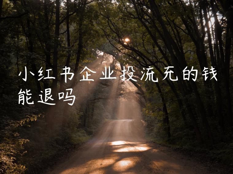 小红书企业投流充的钱能退吗