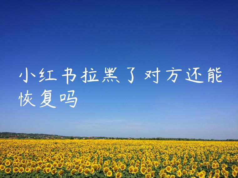 小红书拉黑了对方还能恢复吗 小红书拉黑了对方还能恢复吗