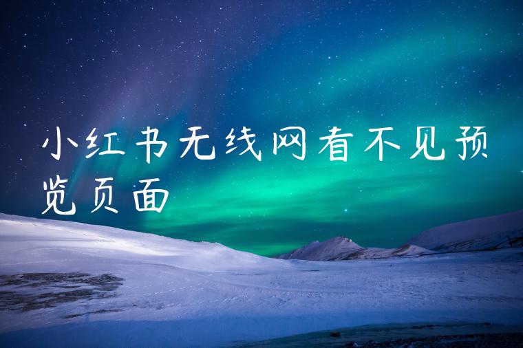 小红书无线网看不见预览页面 小红书无线网看不见预览页面