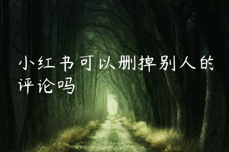 小红书可以删掉别人的评论吗