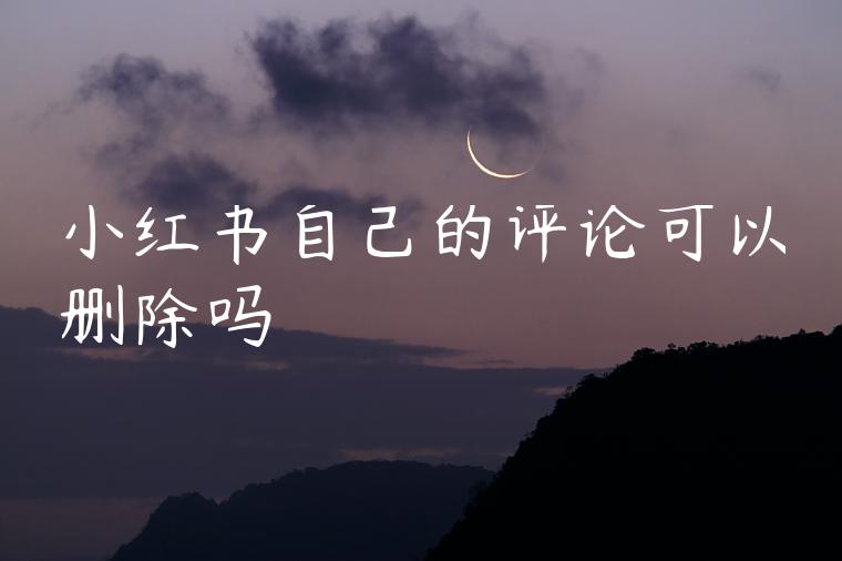 小红书自己的评论可以删除吗