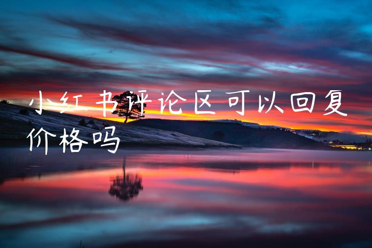 小红书评论区可以回复价格吗