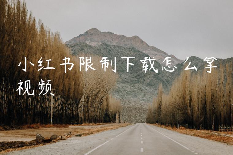 小红书限制下载怎么拿视频
