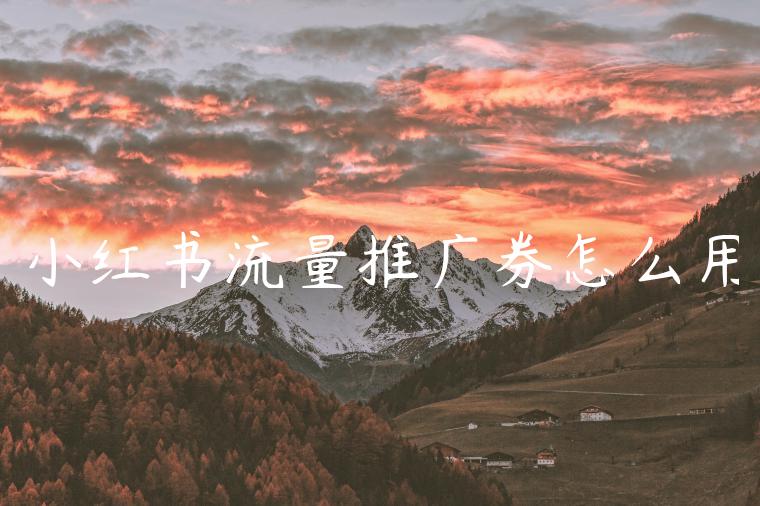 小红书流量推广券怎么用