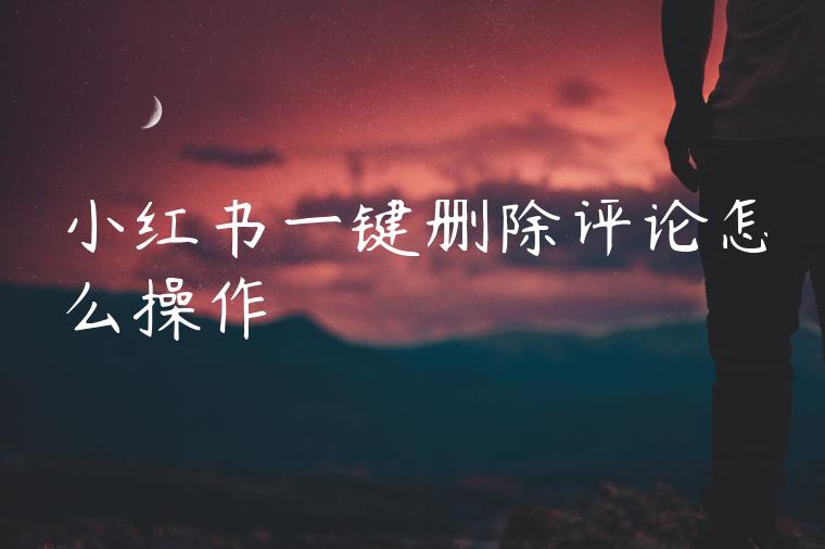 小红书一键删除评论怎么操作 小红书一键删除评论怎么操作