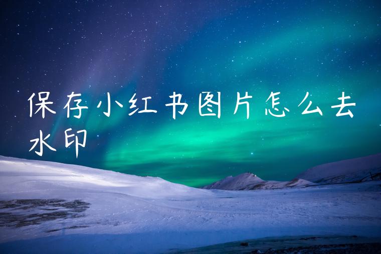 保存小红书图片怎么去水印