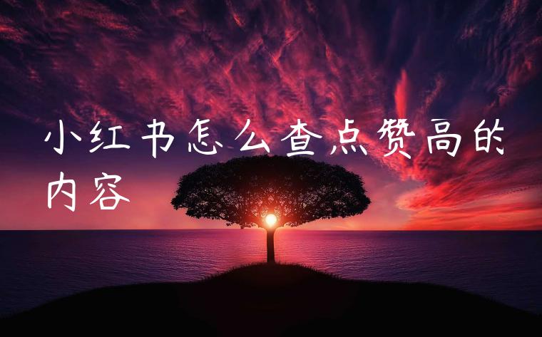 小红书怎么查点赞高的内容 小红书怎么查点赞高的内容