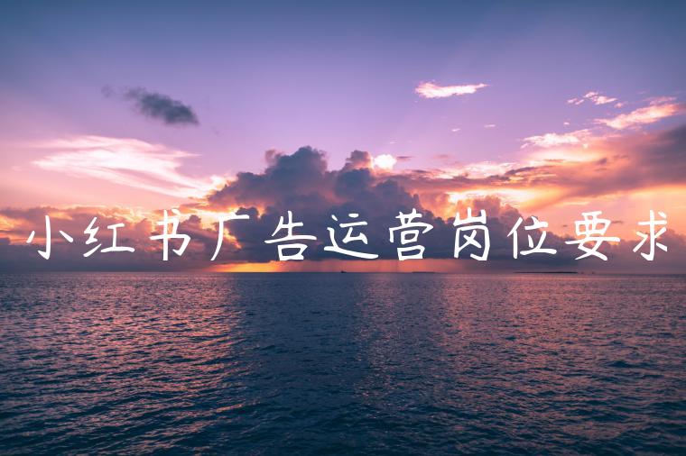 小红书广告运营岗位要求