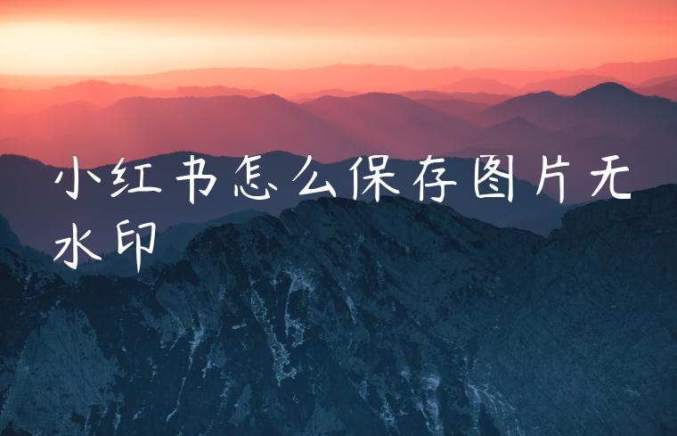 小红书怎么保存图片无水印