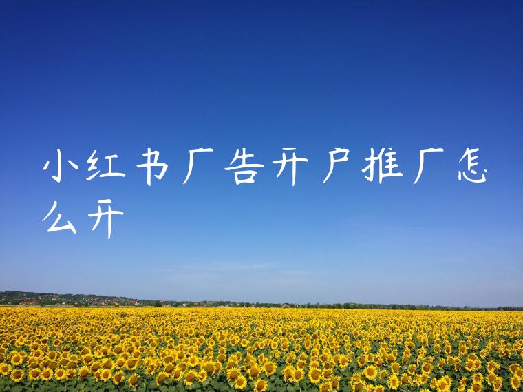 小红书广告开户推广怎么开