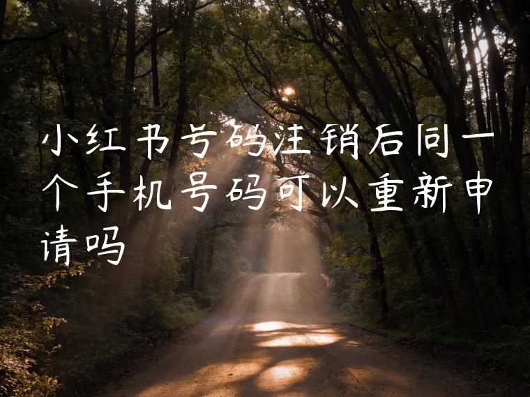 小红书号码注销后同一个手机号码可以重新申请吗