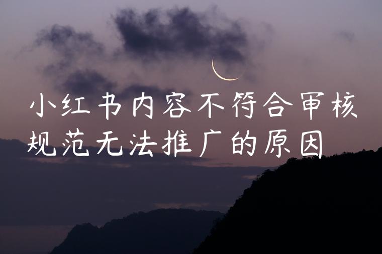 小红书内容不符合审核规范无法推广的原因 小红书内容不符合审核规范无法推广的原因