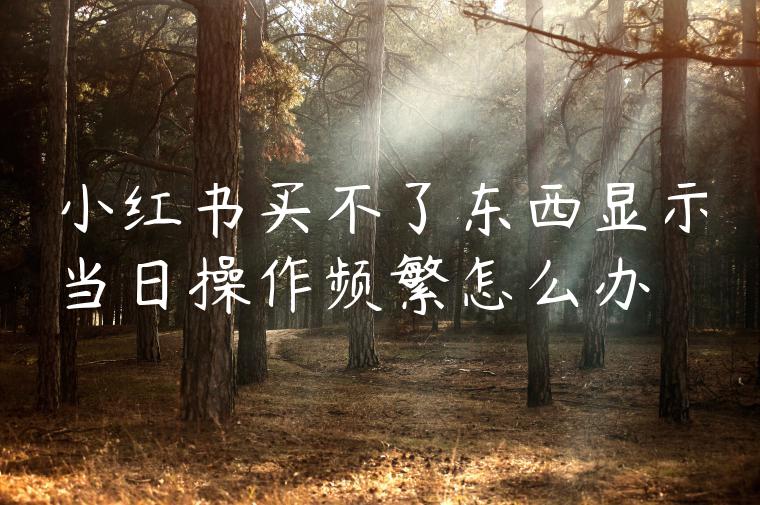 小红书买不了东西显示当日操作频繁怎么办