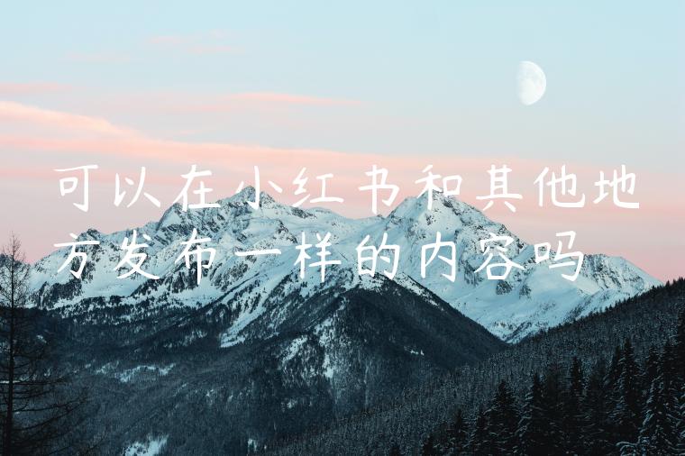 可以在小红书和其他地方发布一样的内容吗 可以在小红书和其他地方发布一样的内容吗