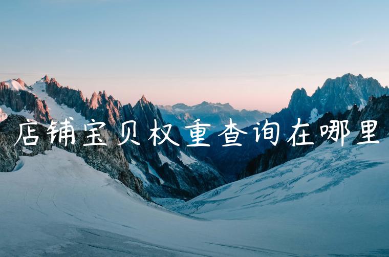 店铺宝贝权重查询在哪里