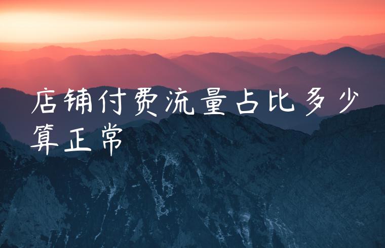 店铺付费流量占比多少算正常 店铺付费流量占比多少算正常