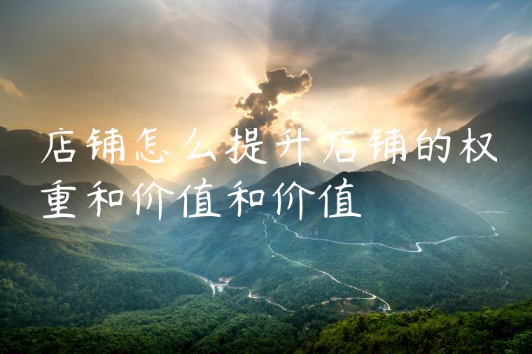 店铺怎么提升店铺的权重和价值和价值