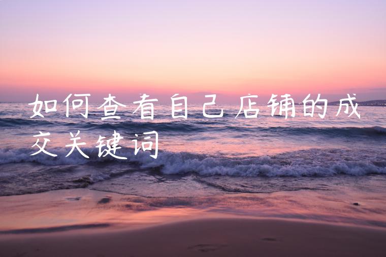 如何查看自己店铺的成交关键词