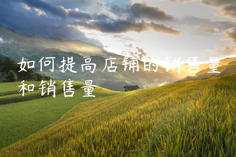 如何提高店铺的销售量和销售量